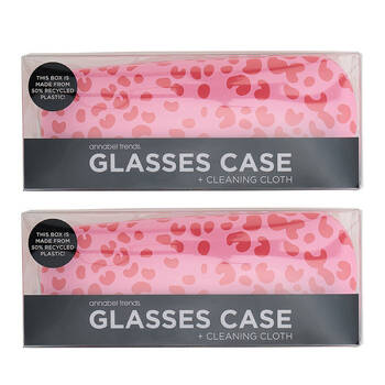 2PK Annabel Trends Glasses & Cleaning Cloth w/ Case Combo 15x6cm Cheetah Spot