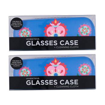 2PK Annabel Trends Glasses Case Combo W/ Matching Cloth 15x6cm Fiesta Heart