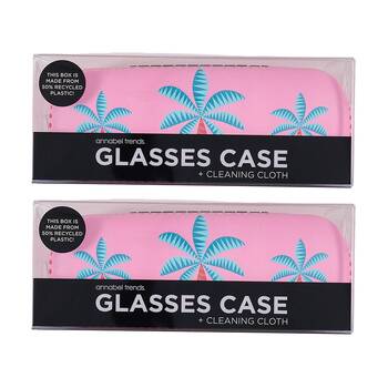 2PK Annabel Trends Glasses Case Combo W/ Matching Cloth 15x6cm Fiesta Palm