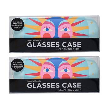 2PK Annabel Trends Glasses Case Combo W/ Matching Cloth 15x6cm Fiesta Sun