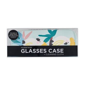 Annabel Trends Glasses Case Combo W/ Matching Cloth 15x6cm White Cockatoos