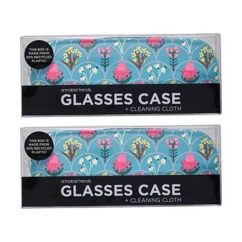 2PK Annabel Trends Glasses Case Combo W/ Matching Cloth 15x6cm Wildflower