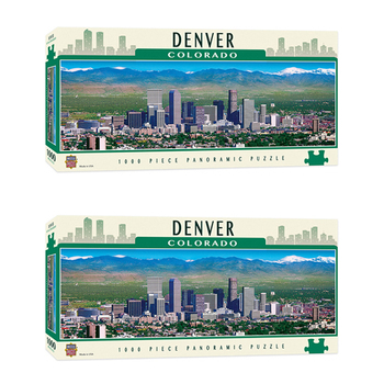 2x 1000pc Masterpieces Puzzle City Colorado Panoramic Denver 33x99cm