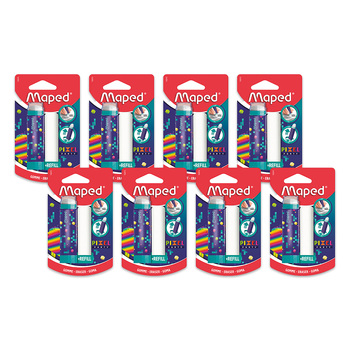 8PK Maped Pixel Party Rotating Tube Eraser with Refill