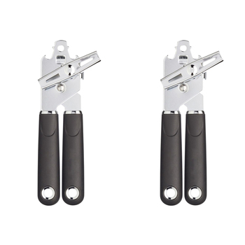 2x Mastercraft Soft Grip 14cm Manual Stainless Steel Can Opener - Black