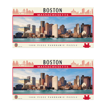 2x 1000pc Masterpieces Puzzle City Panoramic Boston 33x99cm