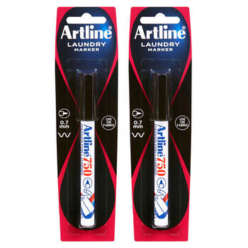 2PK Artline 0.7mm Laundry Marker - Black