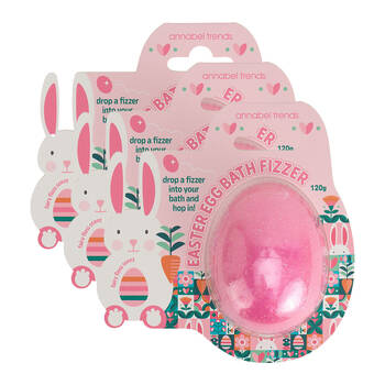 3PK Annabel Trends Bath Fizzer Easter Egg Kids Bathing Fizzy Bombs 120g Pink