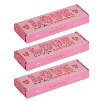 3x 3pc Annabel Trends Bath Fizzers Bathing Fizzy Bombs 100g Love Heart Set