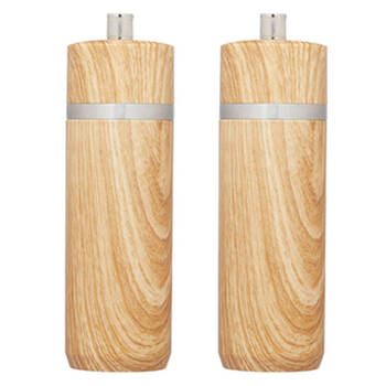 2PK Mastercraft 17cm Beech Salt & Pepper Mill Spice Grinder - Natural