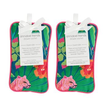 2PK Annabel Trends Lavender Sceneted Drawer Sachet Cotton 9x15cm Cheetah