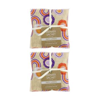 2PK Annabel Trends Lavender Sceneted Drawer Sachet Linen 12x12cm Groovy Rainbows