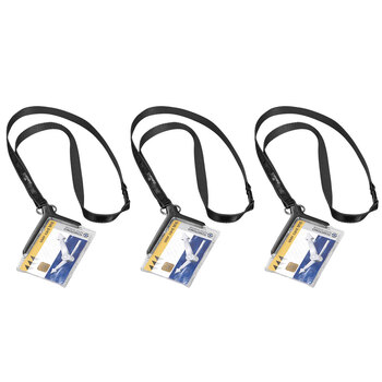 10PK Durable Acrylic Deluxe Card Holder w/ Necklace