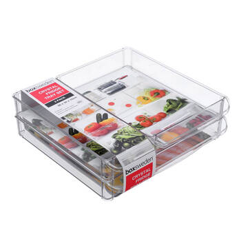 3PK Boxsweden Crystal Fridge Tray Set 30x30x10cm