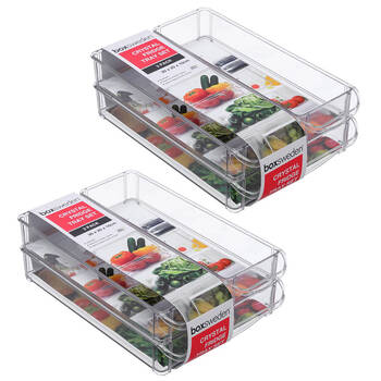 2x 3PK Boxsweden Crystal Fridge Tray Set 30x20x10cm