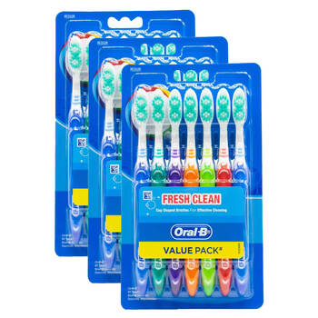 3x 7pc Oral B Fresh Clean Medium Cup Bristle Toothbrush Teeth Cleaning Care
