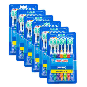 6x 7pc Oral B Fresh Clean Medium Cup Bristle Toothbrush Teeth Cleaning Care