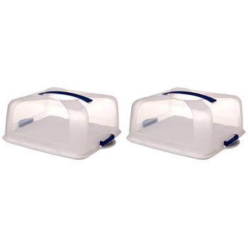 2PK Clip Fresh Square Cake Saver Airtight Container - Clear