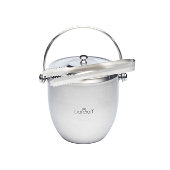 BarCraft Stainless Steel Ice Bucket w/ Lid & Tongs - Silver