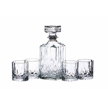 5pc BarCraft 900ml Whiskey Decanter w/ 200ml Glass Tumbler - Clear