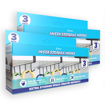 6pc Vistara Insta Storage Hooks Black