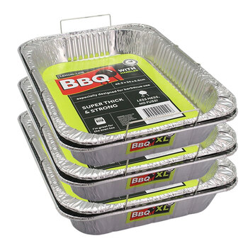 3PK Lemon & Lime Foil Tray W/ Wire Handles 45.5X34X6.5cm Shelf Ready Pdq