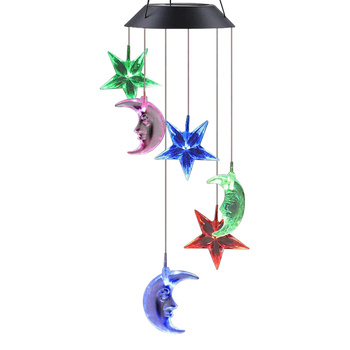 25th Hour Solar Colour Changing Stars & Moon Wind Chime