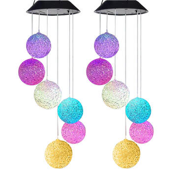 2PK 25th Hour Solar Colour Changing Garden Ball Wind Chime Set