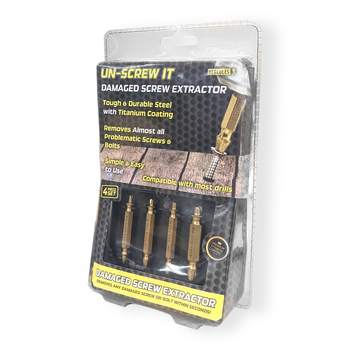 4pc Hercules Unscrew It Damaged Screw Extractor Set w/Titanium Coating