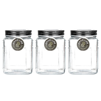 3PK Lemon & Lime Ascot 800ml Glass Jar - Clear