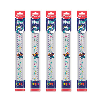 5PK Maped Pixel Party Twist N Flex Clear and Precise Ruler 30cm