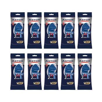 10x 5pc BIC Astor Normal Twin-Blade Shaver Razor Men's Beard Grooming Care