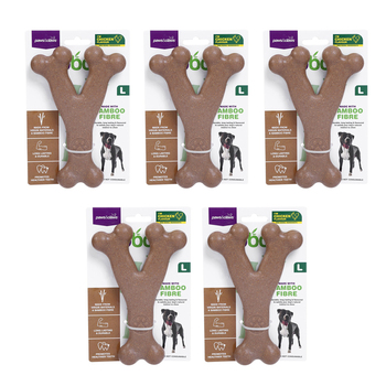 5x Paws & Claws BooBone Large Wishbone Chew Toy - Assorted Flavour