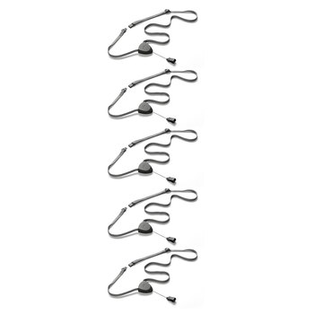 10PK Durable Textile Lanyard Flex w/ Badge Reel - Black