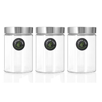 3PK Lemon & Lime Alto Glass Jar S/Steel Lid 1.25L 17X11cm