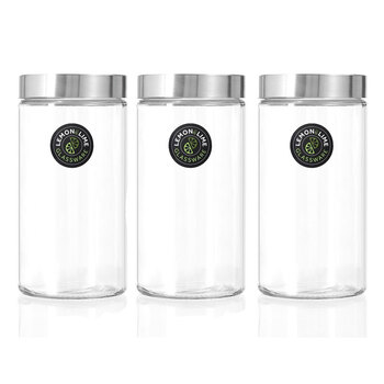 3PK Lemon & Lime Alto Glass Jar S/Steel Lid 1.7L 22X11cm