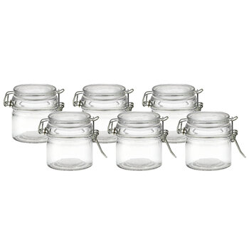 6PK Lemon & Lime Fresco 7cm/100ml Glass Clip Jar - Clear