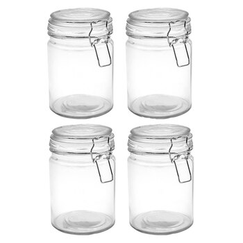 4PK Lemon & Lime Fresco Glass Clip Jar 700Ml 15.5X10cm
