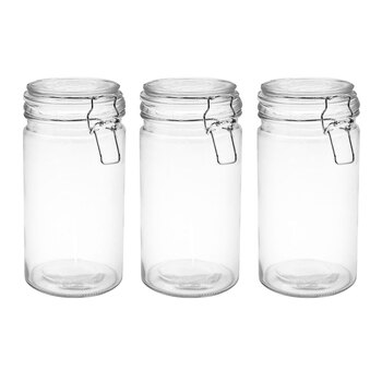 3PK Lemon & Lime Fresco Glass Clip Jar 1.1L  20X10cm