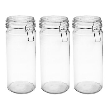 3PK Lemon & Lime Fresco Glass Clip Jar 1.4L 24.5X10cm