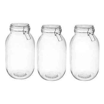 3PK Lemon & Lime Fresco Glass Clip Jar 3L 27X15.5cm