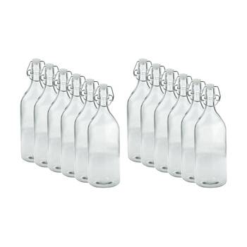 12PK Lemon & Lime Durable Glass Water Drinking Bottle W/ Airtight Seal 28x9cm 1L