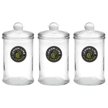 3PK Lemon & Lime 750ml/18cm Multipurpose Glass Jar w/ Suction Lid - Clear