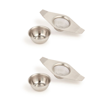 2x La Cafetiere 12cm Single Cup Stainless Steel Tea Strainer w/ Drip Bowl