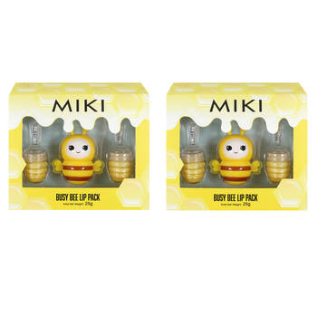 2x 3pc Miki Busy Bee Lip Gloss And Bee Lip Balm Set With Honey Fragrance - 3y+
