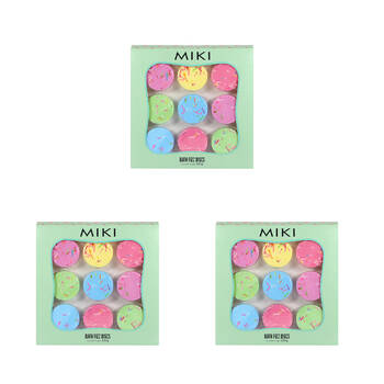 3PK Miki Bath Fizz Discs Fruity Fragranced Bath Fizzers - Blackcurrant - 3y+