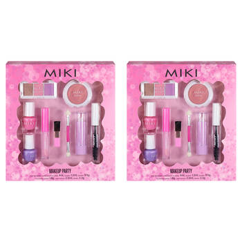 2PK Miki Makeup Party Set With Nail Polish Eyeshadow Lip Gloss - Pink - 5y+