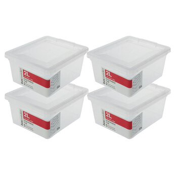 4PK Boxsweden Essentials Stackable Box 2L Clear 19X16X9cm