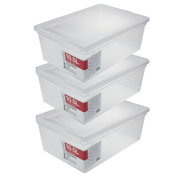 3PK Boxsweden Essentials Stackable Box 10.5L Clear 36X26X13.5cm