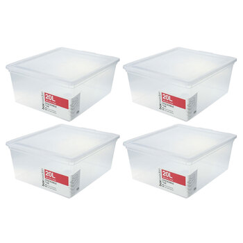 4PK Boxsweden Essentials Stackable Box 20L Clear 39.5X34X16.5cm